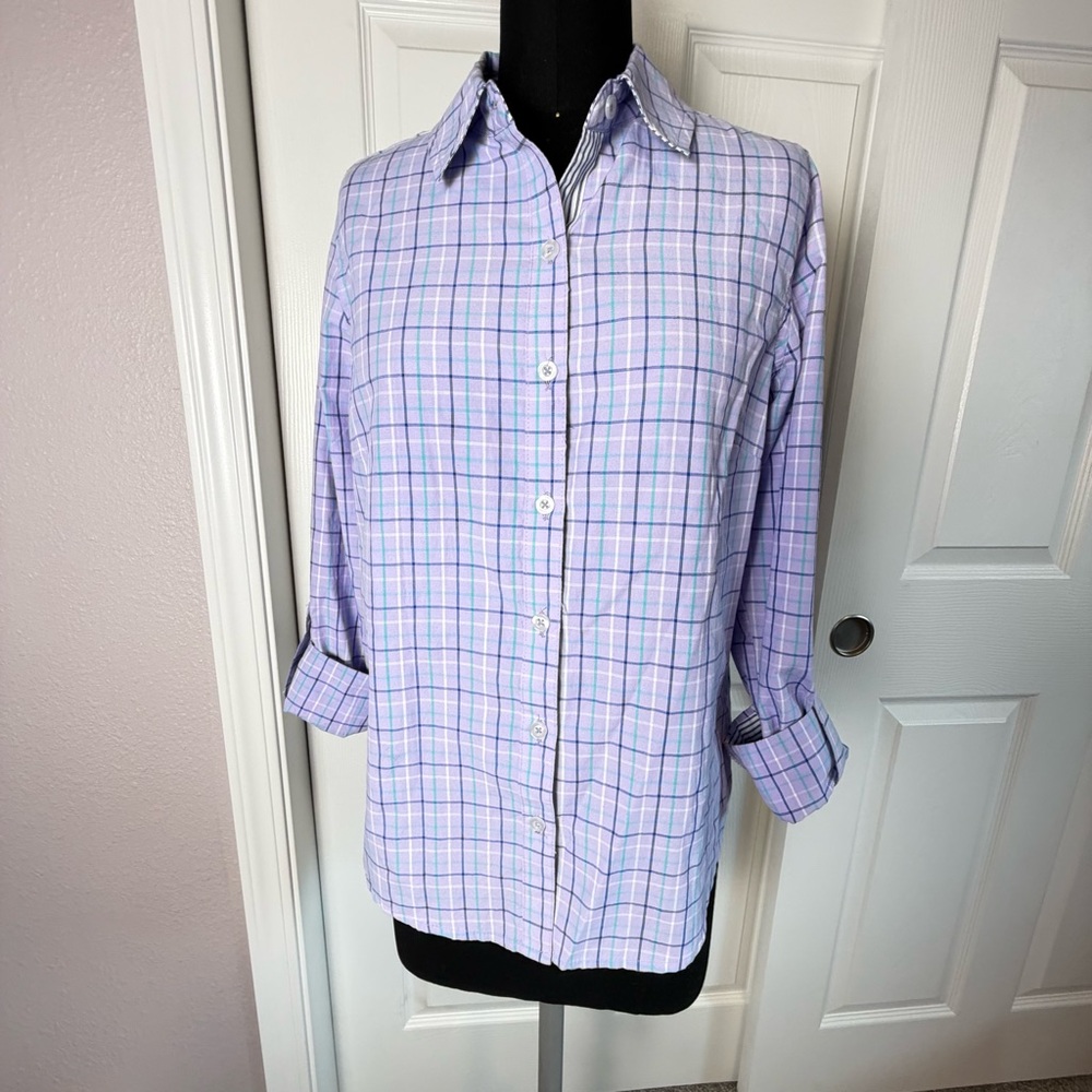 Caribbean Joe Lavender Plaid Shirt - Picture 2 of 9